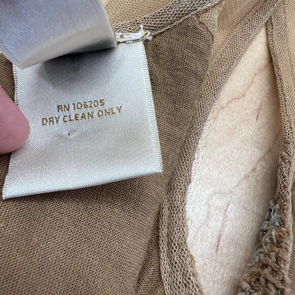 Sundance Beaded Moondusk Top Sleeveless Mesh Beige Tan Size Medium Petite - Picture 11 of 12